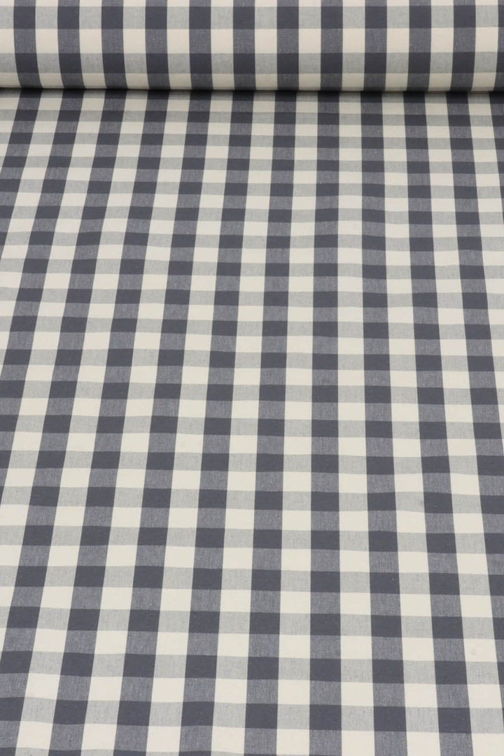 Clifton Gingham Grey Fabric