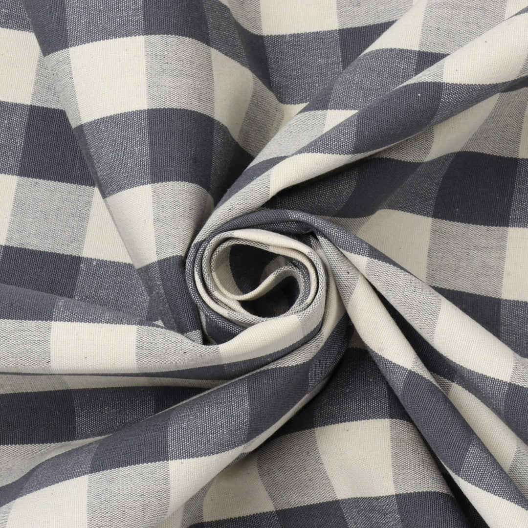 Clifton Gingham Grey Fabric