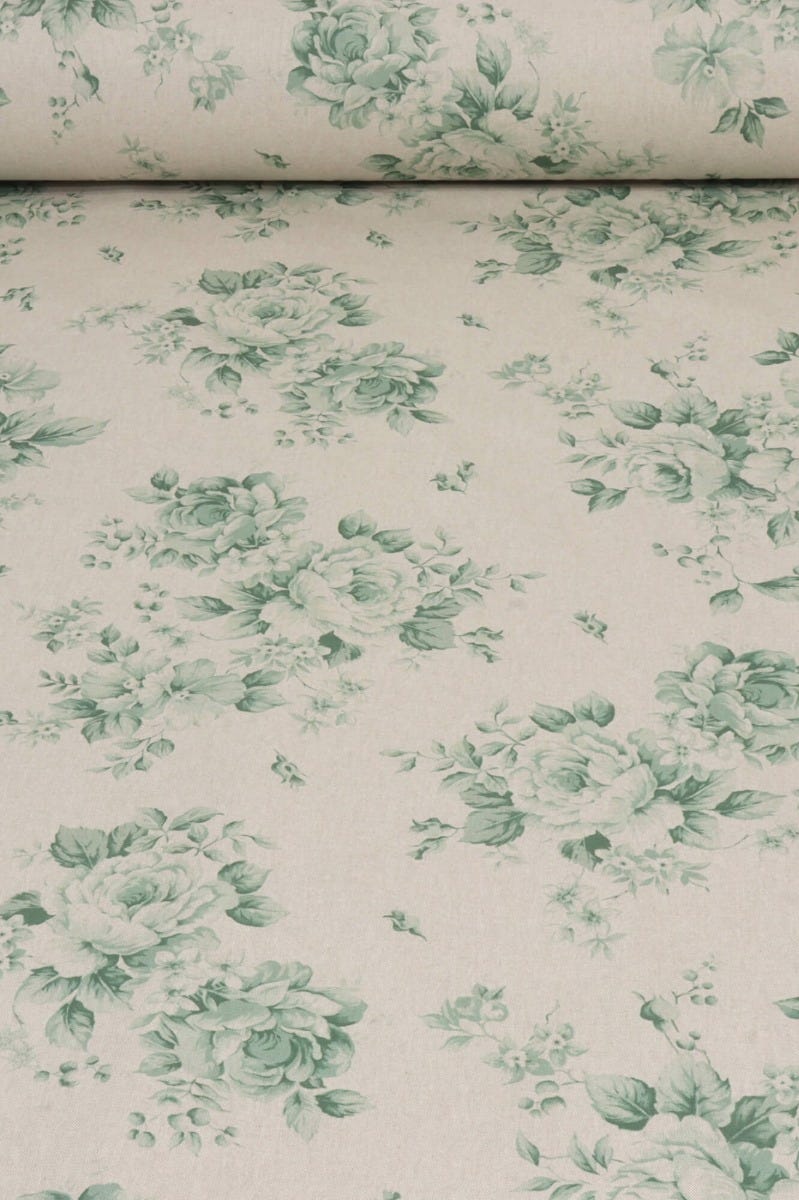 Dorothy Rose Green Double Width Fabric