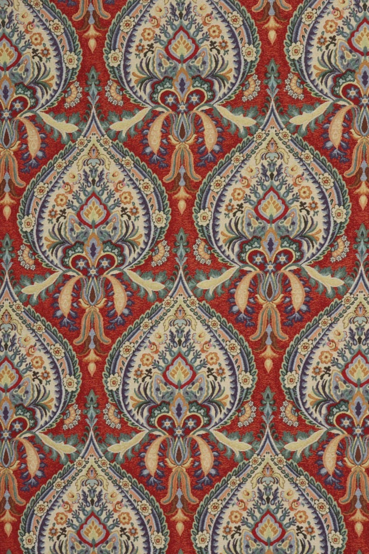 Colombo Damask Tapestry Red Fabric