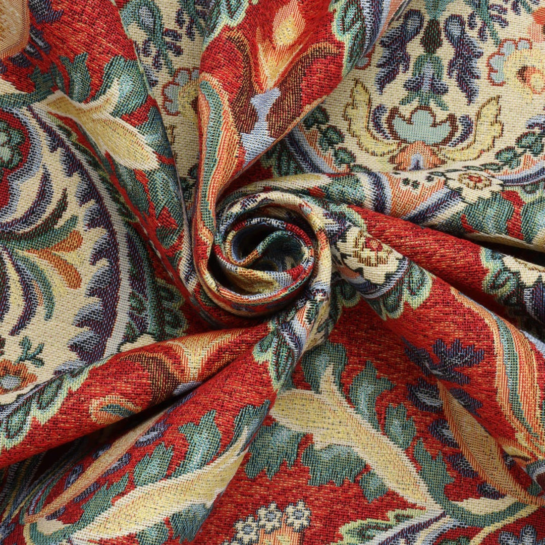 Colombo Damask Tapestry Red Fabric