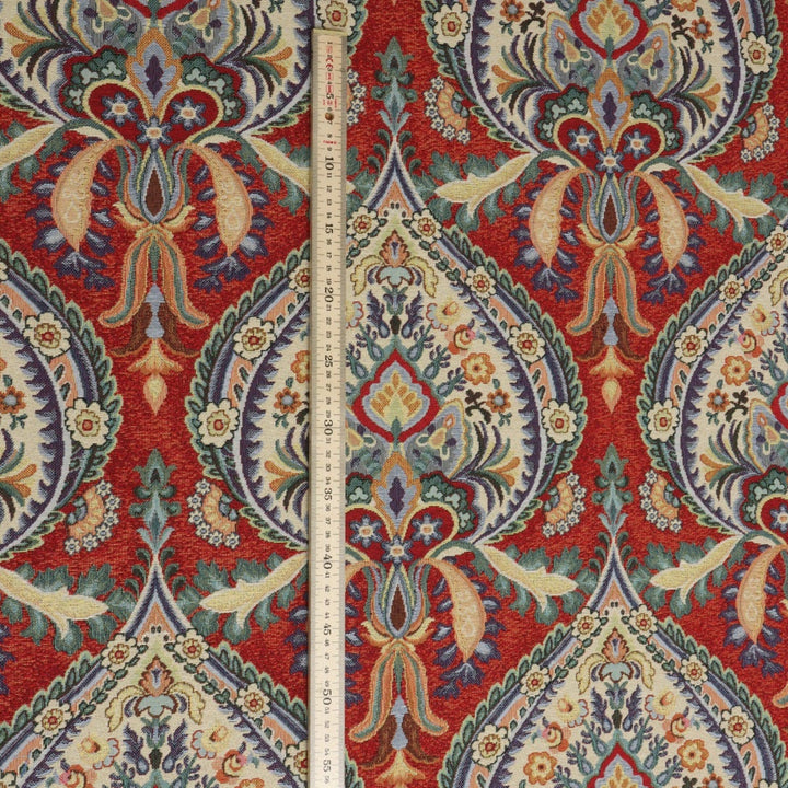 Colombo Damask Tapestry Red Fabric