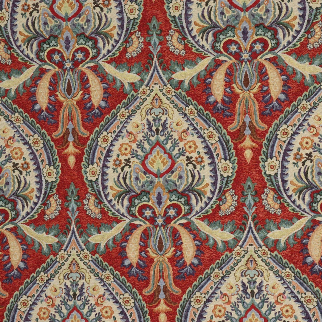 Colombo Damask Tapestry Red Fabric