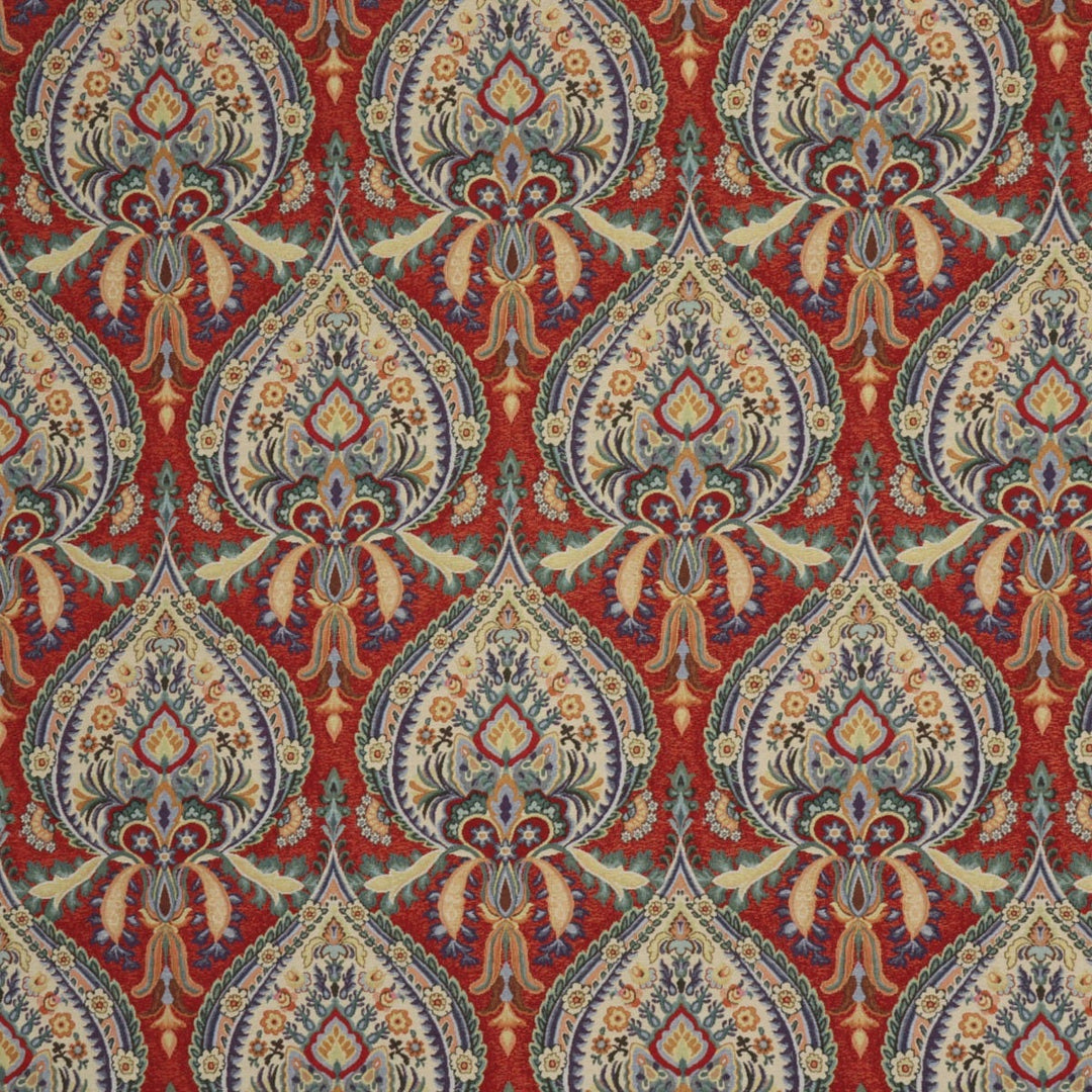 Colombo Damask Tapestry Red Fabric