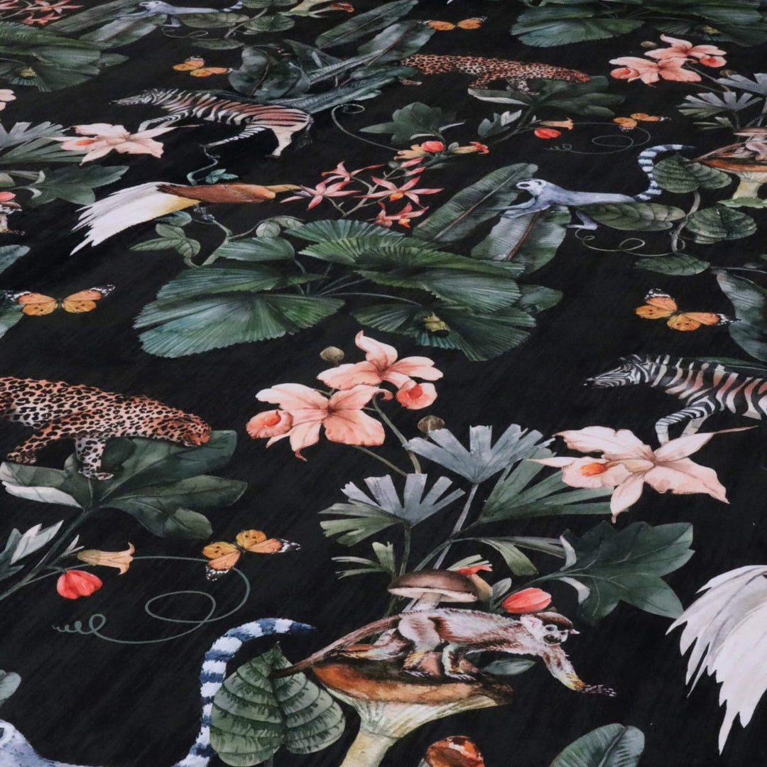 The Jungle Velvet Black Fabric