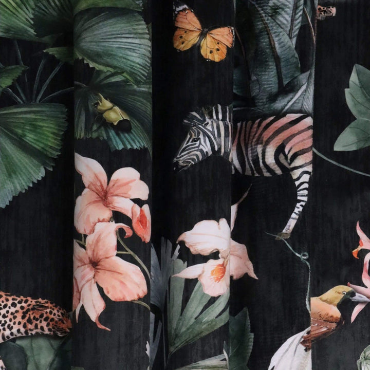 The Jungle Velvet Black Fabric