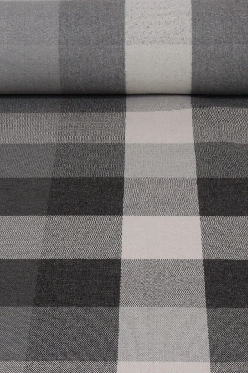 Clearance Gingham Check FR Charcoal Fabric