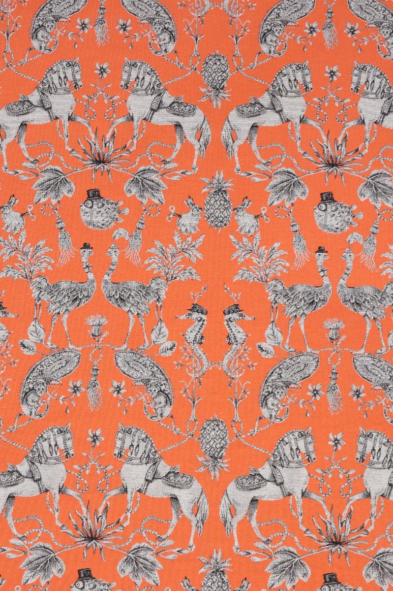 Curious Creatures Tapestry Orange Fabric