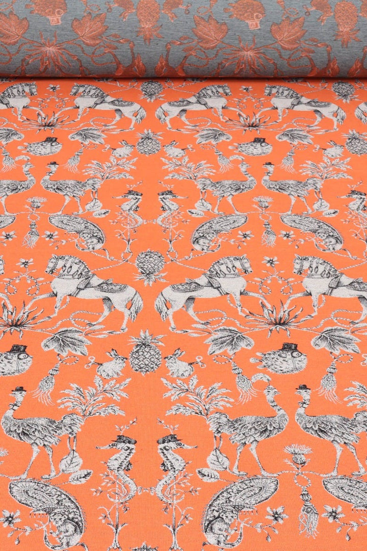 Curious Creatures Tapestry Orange Fabric