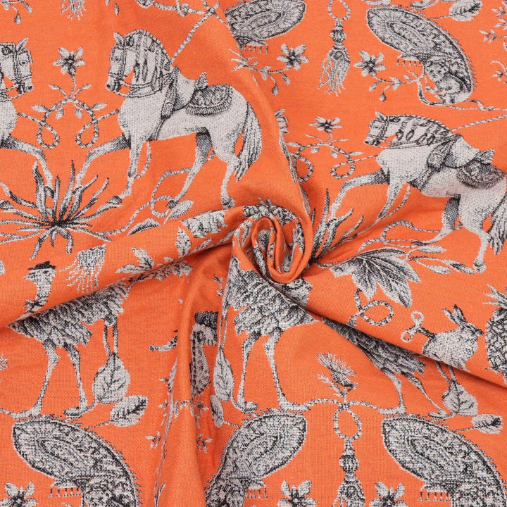 Curious Creatures Tapestry Orange Fabric