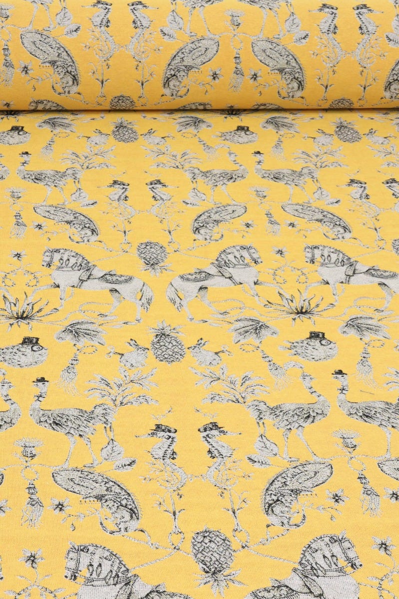 Curious Creatures Tapestry Yellow Fabric