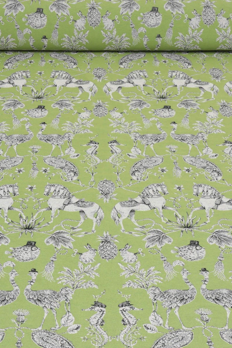 Curious Creatures Tapestry Green Fabric