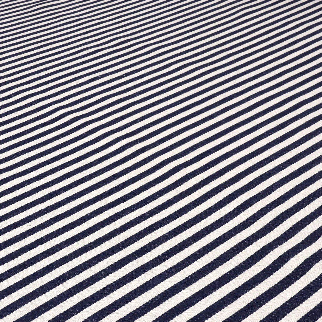 Lynmouth Navy Herringbone Stripe Fabric