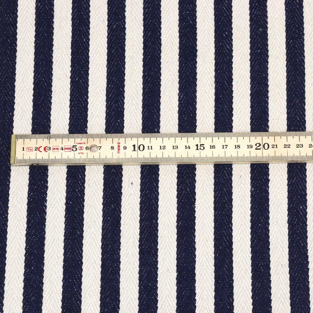 Lynmouth Navy Herringbone Stripe Fabric