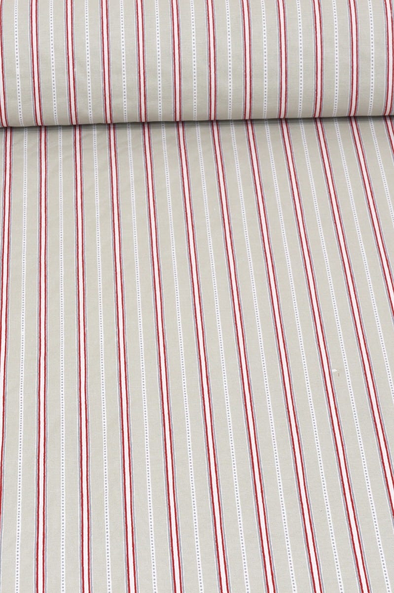 Clearance Rosie Stripe Red Cotton Fabric