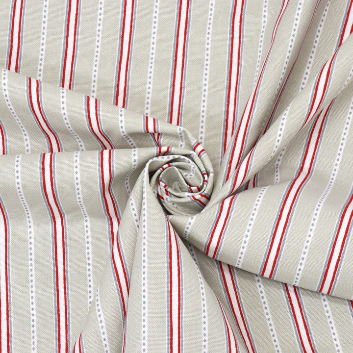 Clearance Rosie Stripe Red Cotton Fabric