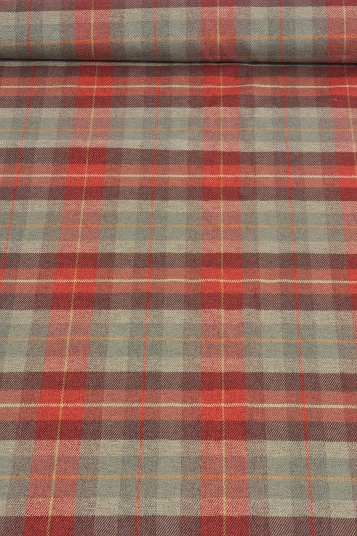 Clearance Green Check FR Upholstery Fabric