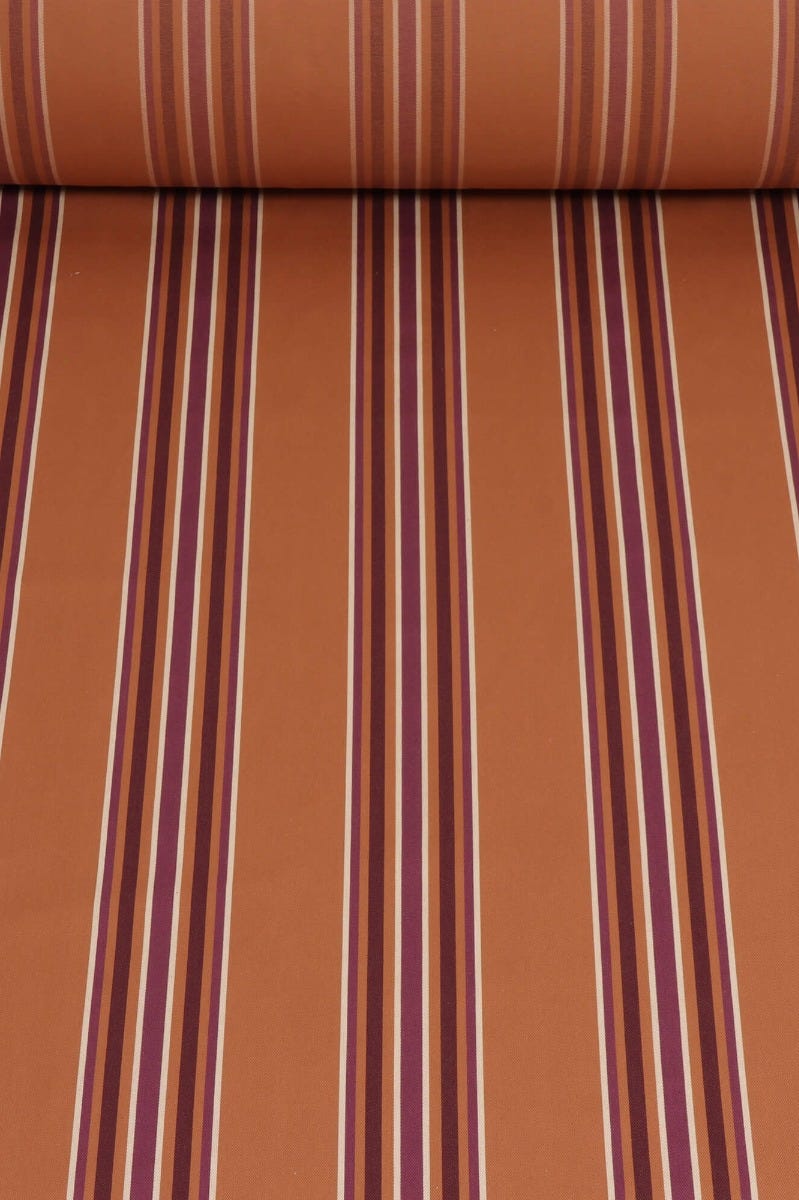 Clearance Warwick Rivale Terracotta Stripe Fabric