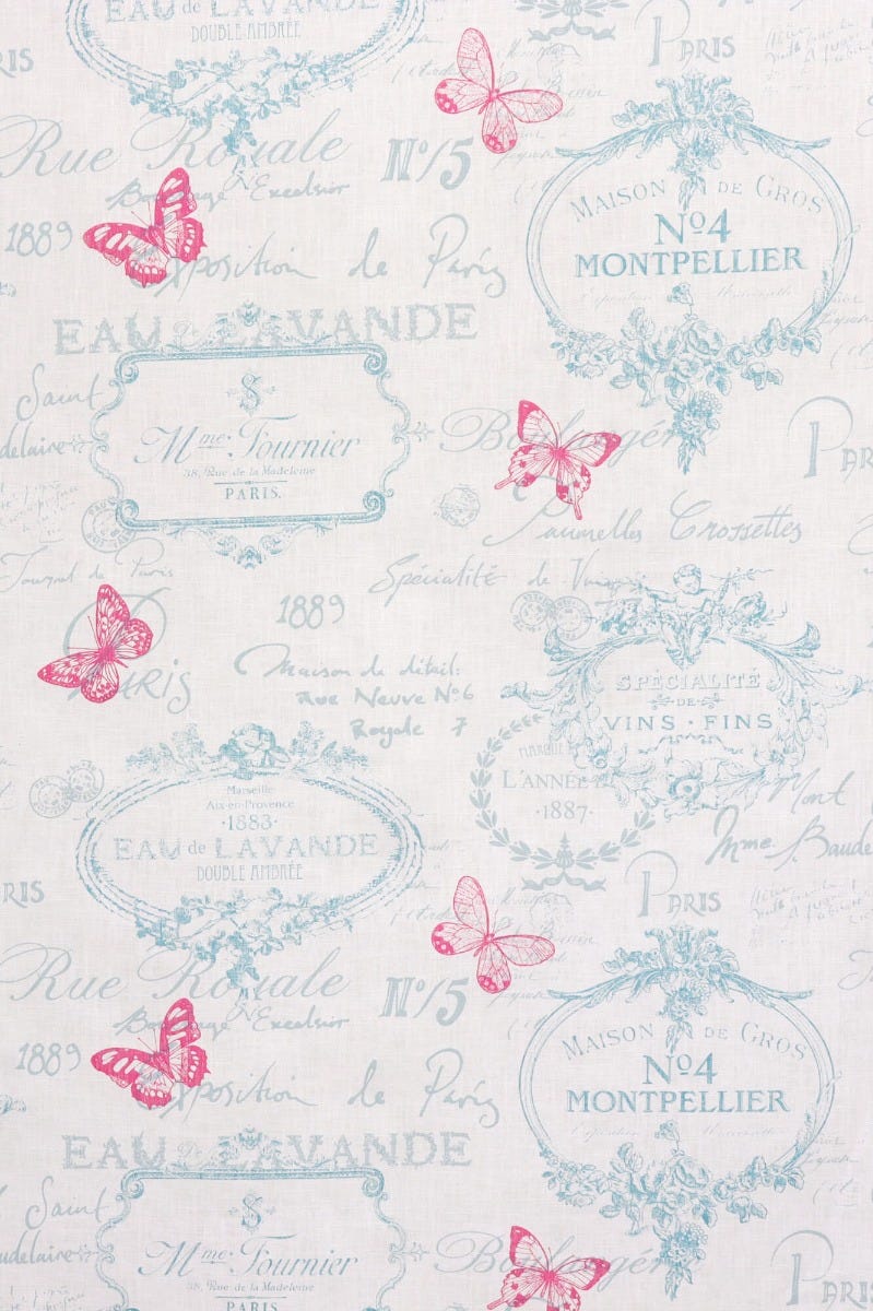 Clearance Paris Toile Linen Aqua Fabric