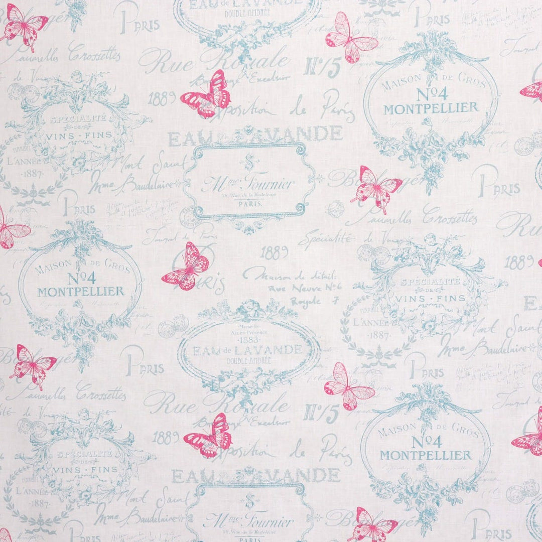 Paris Toile Linen Aqua Fabric