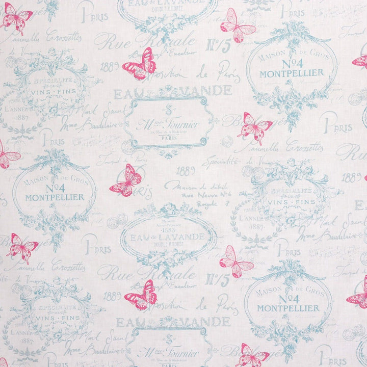 Paris Toile Linen Aqua Fabric