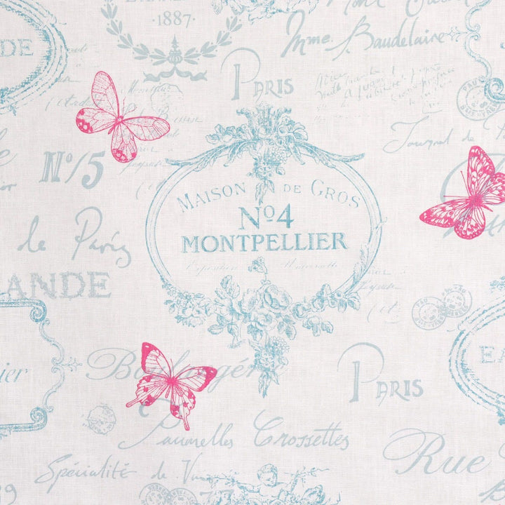 Paris Toile Linen Aqua Fabric