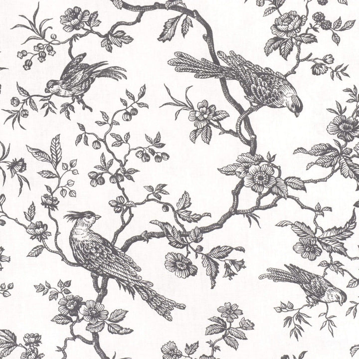 Isabelle Bird Toile Mini Charcoal Cotton Double Width Fabric