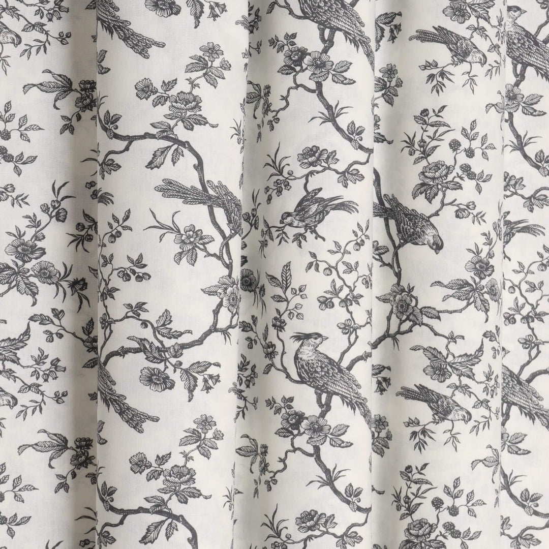 Isabelle Bird Toile Mini Charcoal Cotton Double Width Fabric