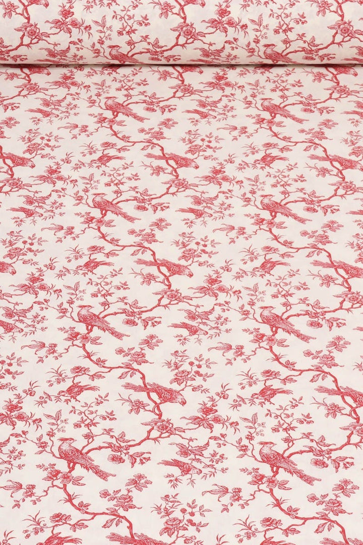 Isabelle Bird Toile Mini Red Cotton Double Width Fabric