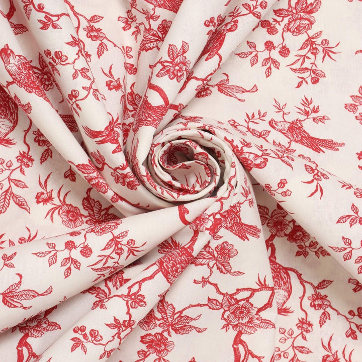 Isabelle Bird Toile Mini Red Cotton Double Width Fabric