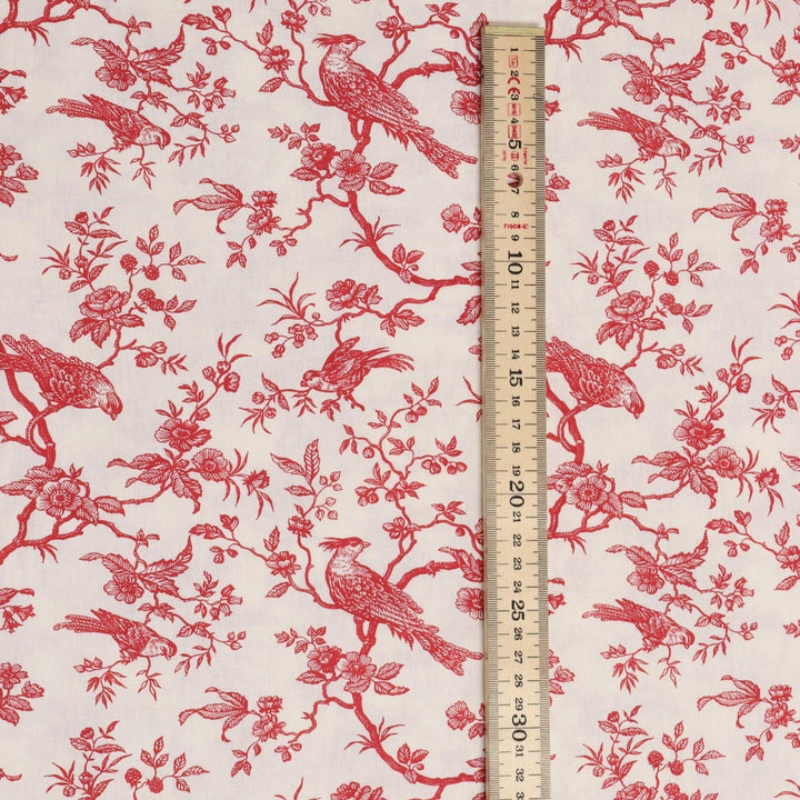 Isabelle Bird Toile Mini Red Cotton Double Width Fabric