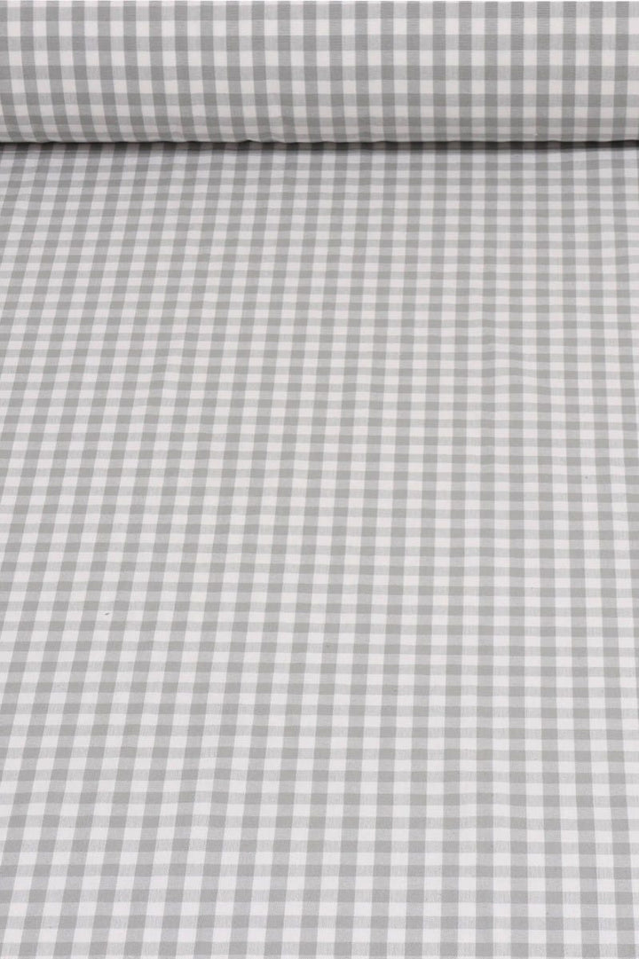 Gingham Check 160cm Fabric - Light Grey