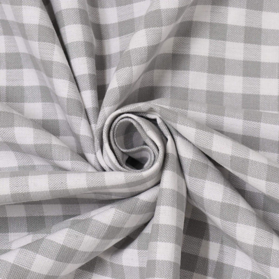 Gingham Check 160cm Fabric - Light Grey