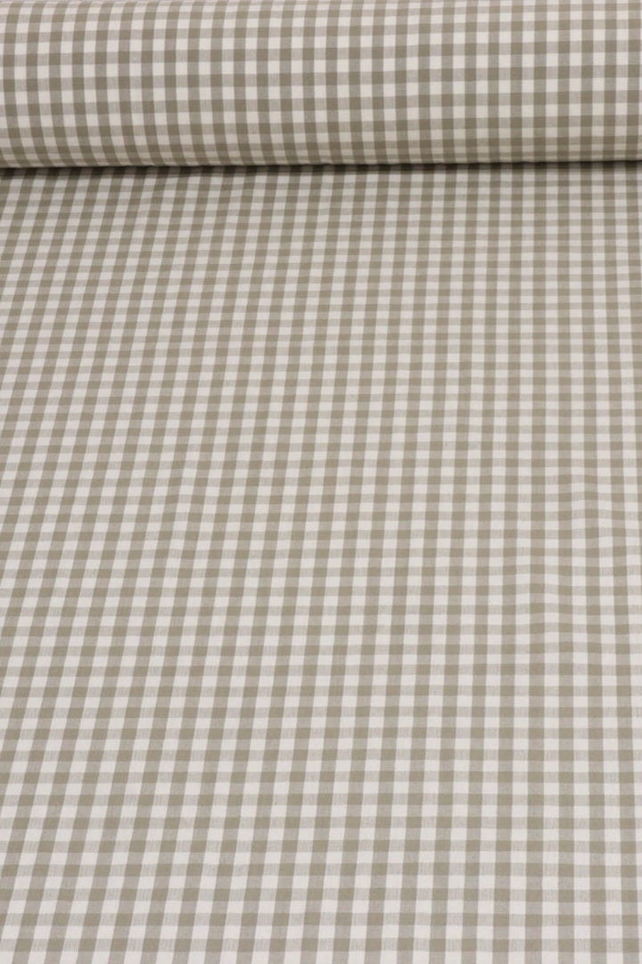 Gingham Check 160cm Fabric - Beige