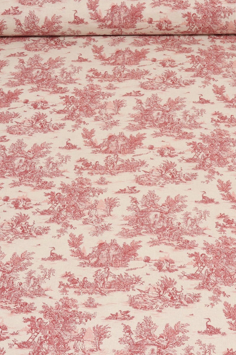 Mini French Toile De Jouy Red 160cm Fabric