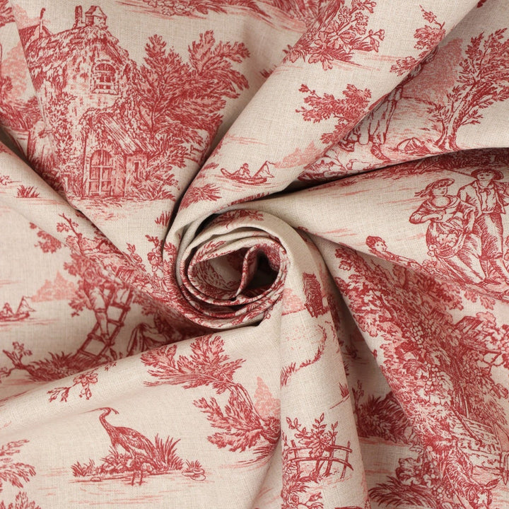 Mini French Toile De Jouy Red 160cm Fabric