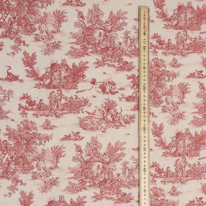 Mini French Toile De Jouy Red 160cm Fabric