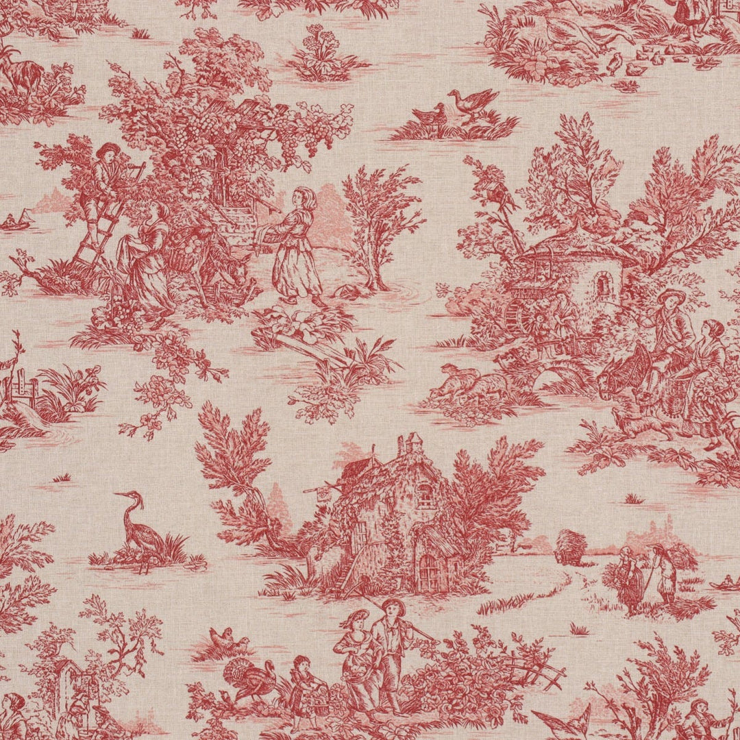 Mini French Toile De Jouy Red 160cm Fabric