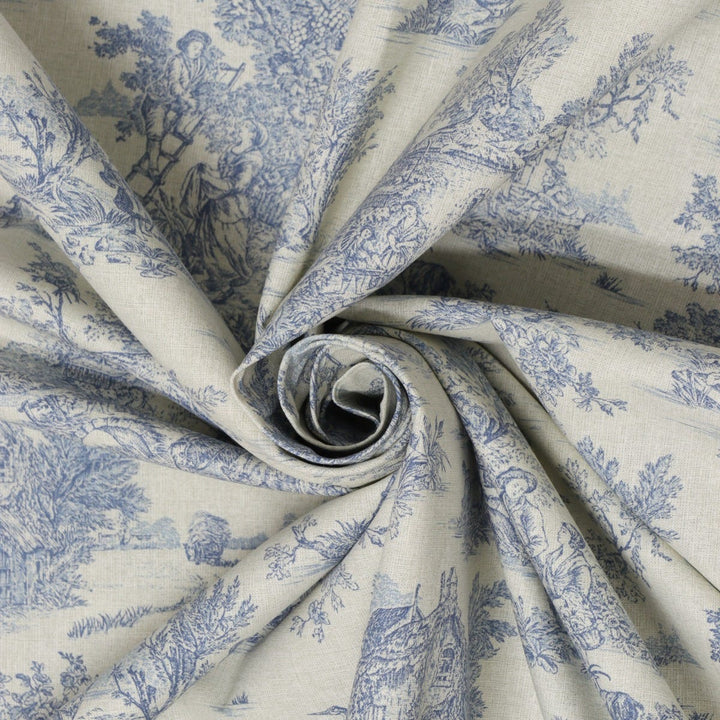 Mini French Toile De Jouy Blue (off white) 160cm Fabric