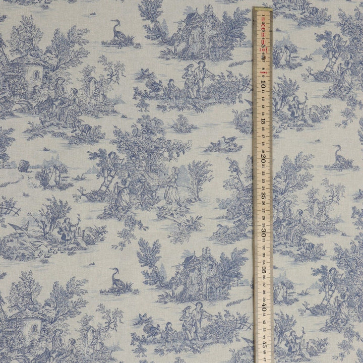 Mini French Toile De Jouy Blue (off white) 160cm Fabric