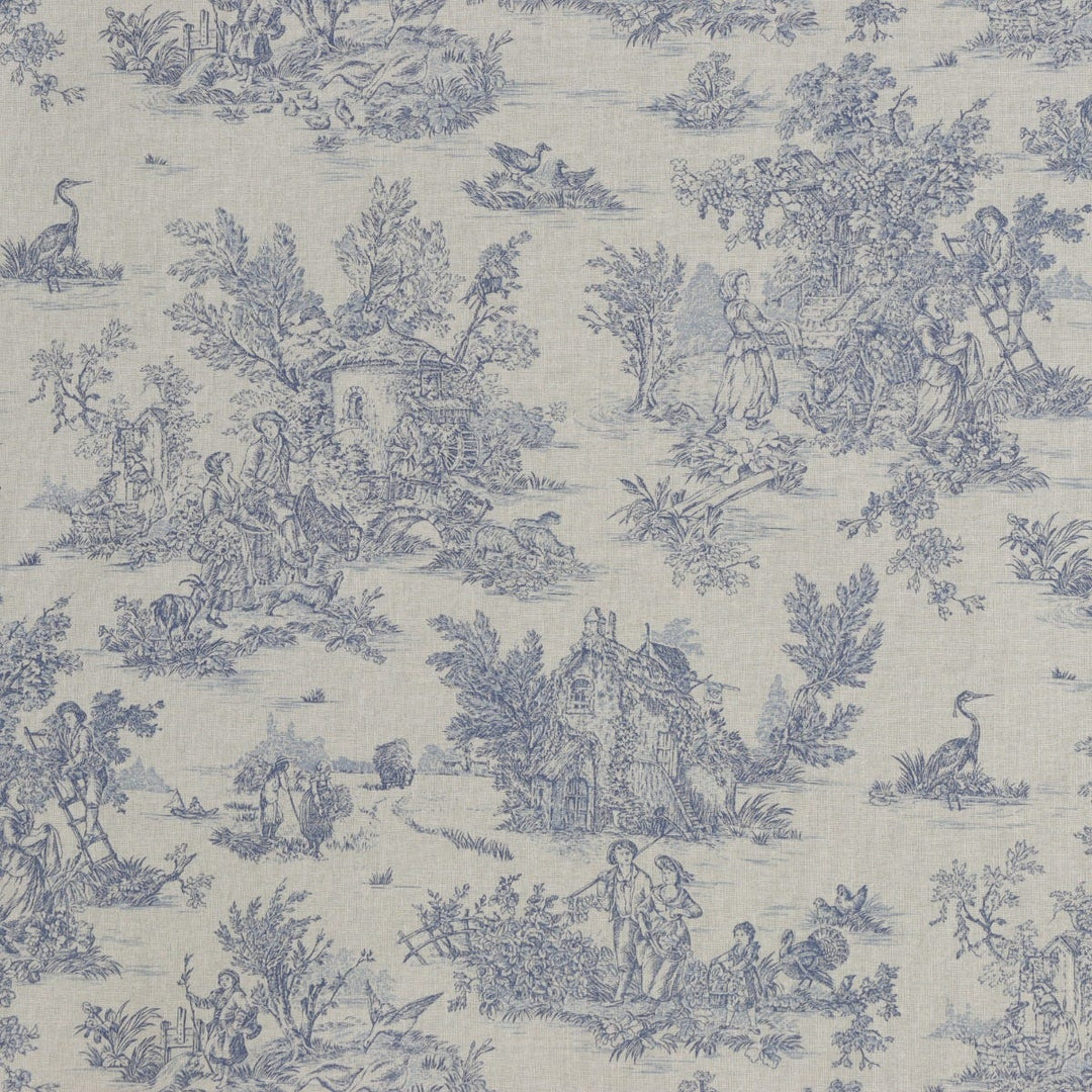 Mini French Toile De Jouy Blue (off white) 160cm Fabric