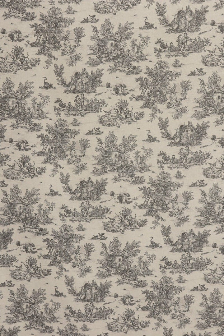 Mini French Toile De Jouy Charcoal 160cm Fabric