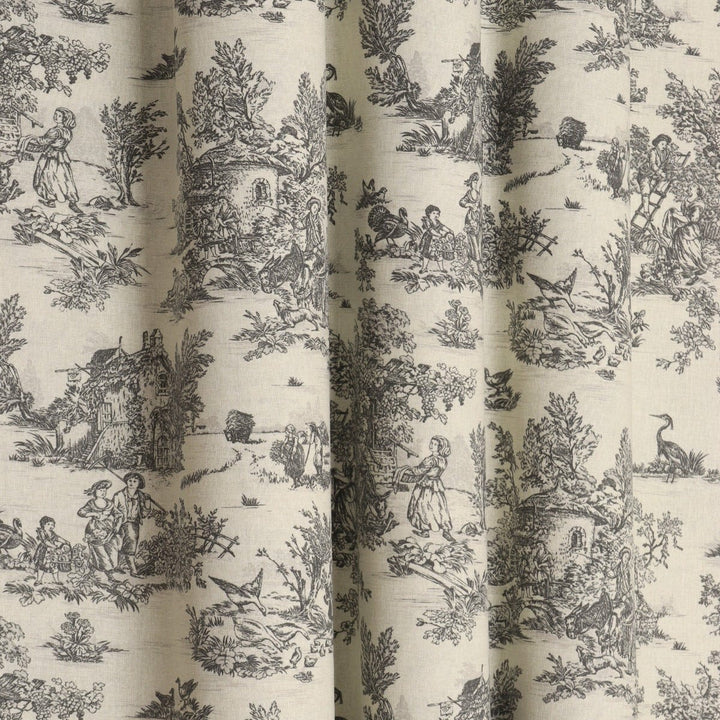 Mini French Toile De Jouy Charcoal 160cm Fabric