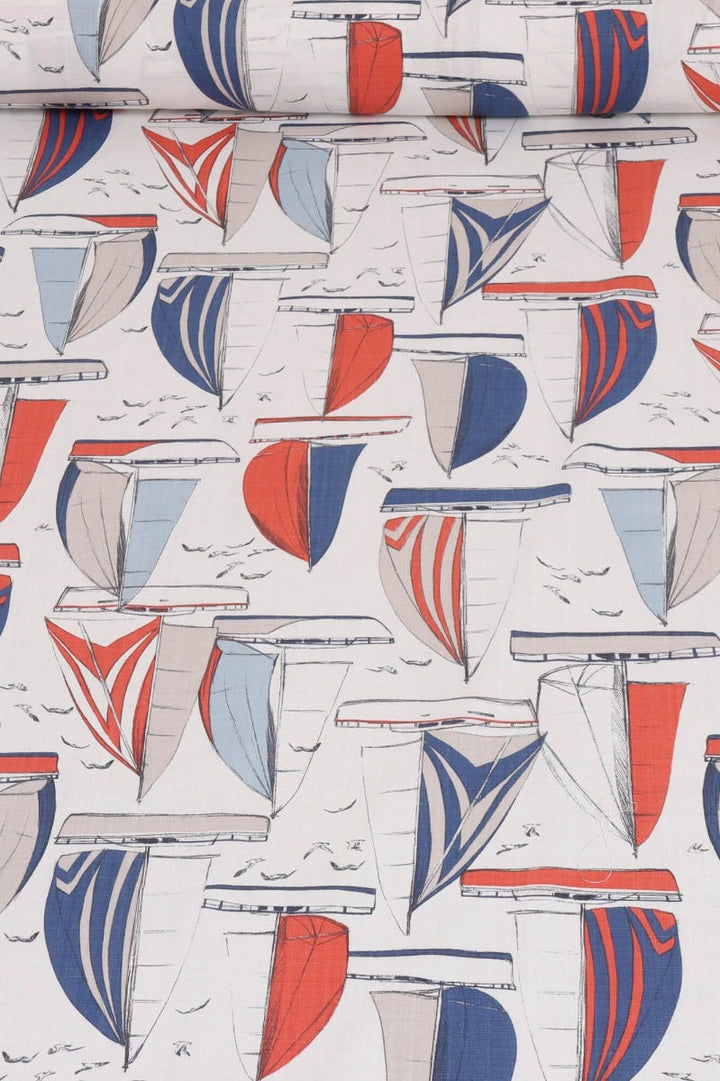 Sailboats Red Fabric