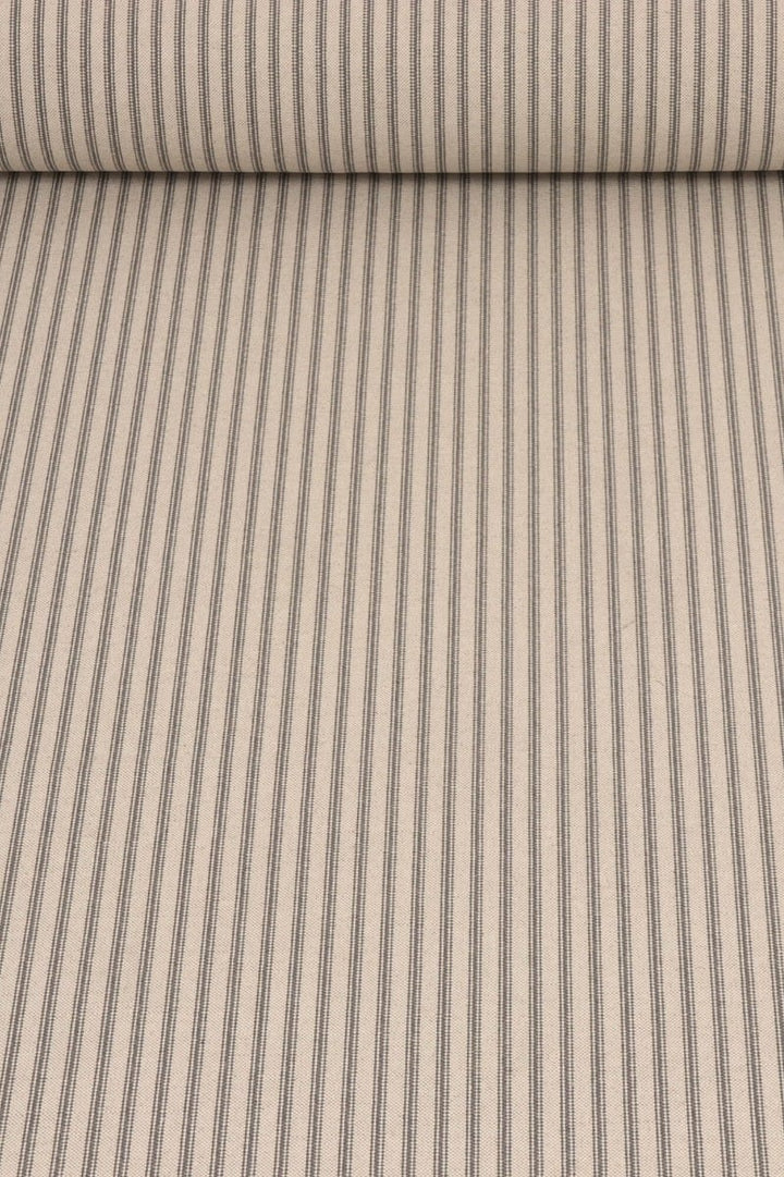 Bergen Ticking Stripe Grey Fabric