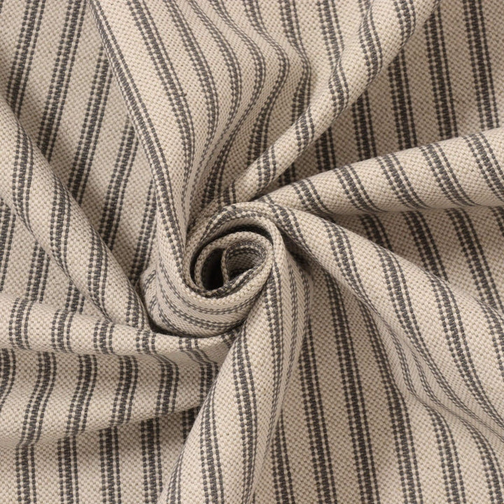 Bergen Ticking Stripe Grey Fabric