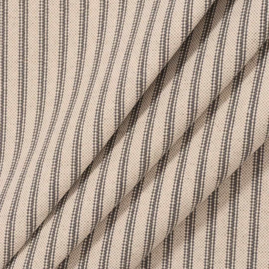 Bergen Ticking Stripe Grey Fabric