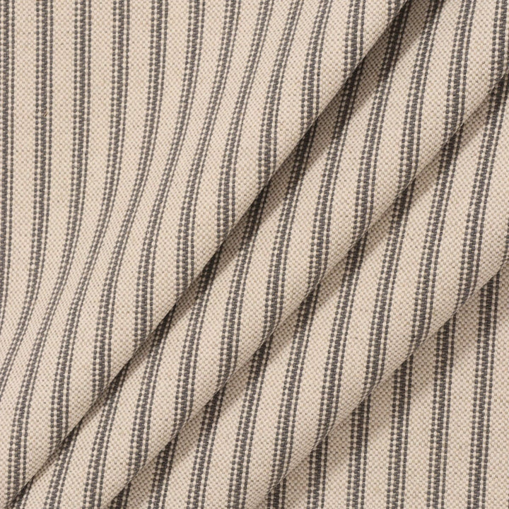 Bergen Ticking Stripe Grey Fabric