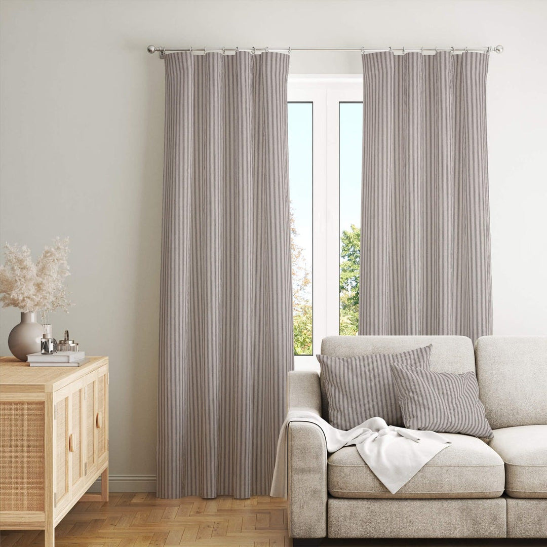 Bergen Ticking Stripe Grey Fabric