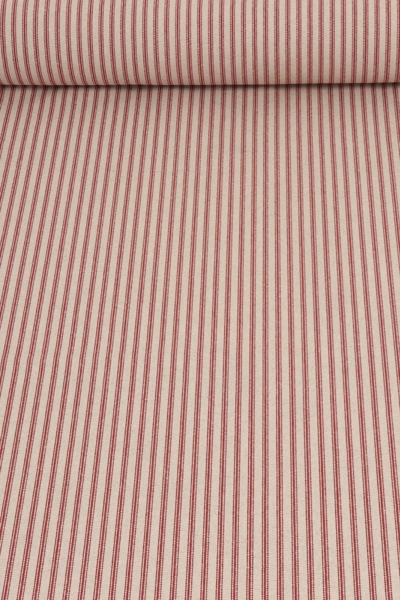 Bergen Ticking Stripe Red Fabric